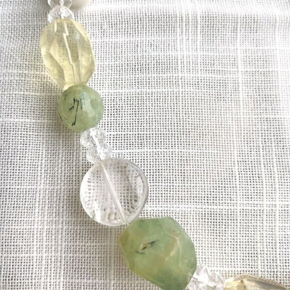 Green quartz gemstone coin pearl necklace - Picture 6 of 11